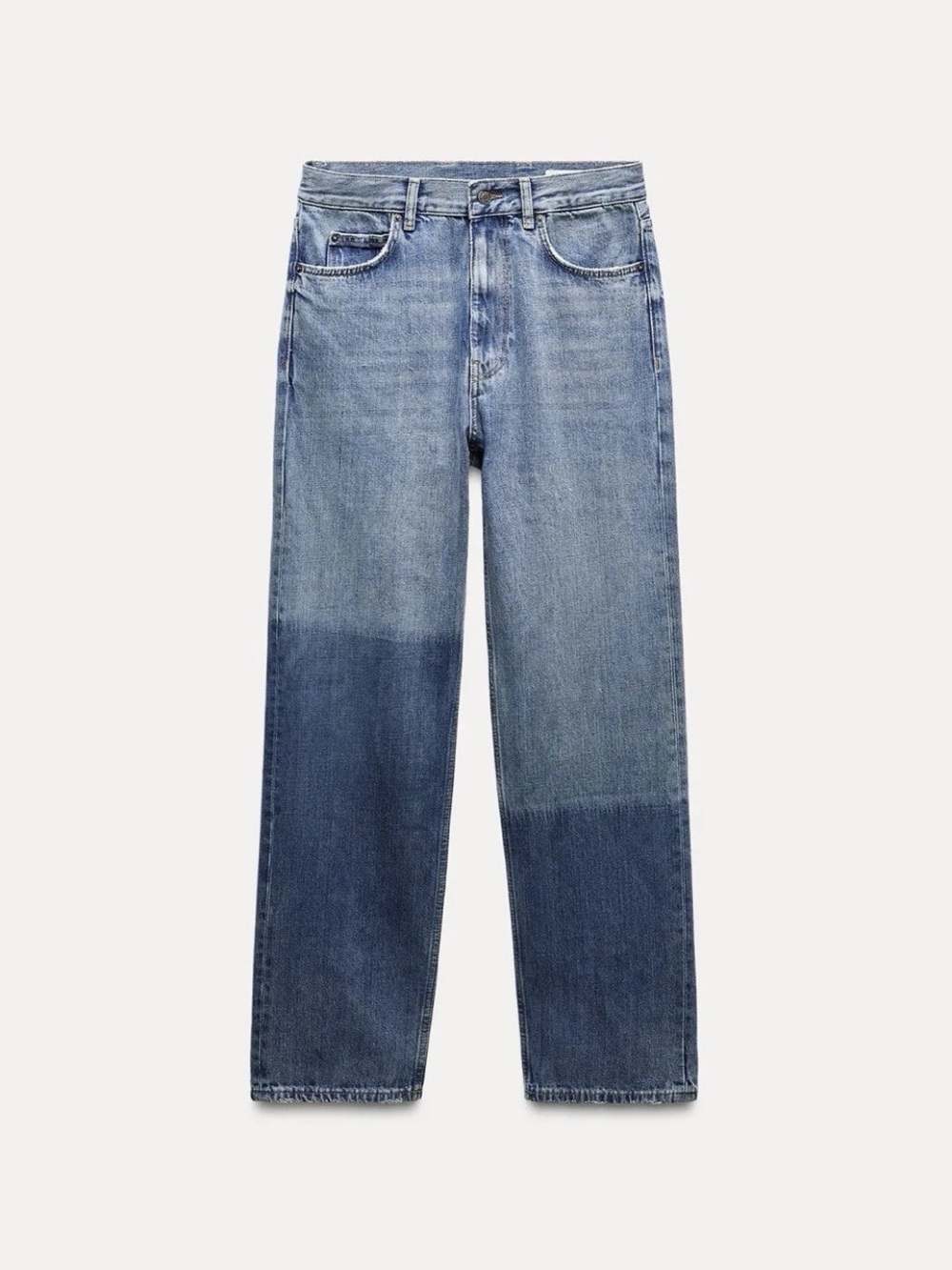 Zara Patchwork Blue Straight Jeans Size 6